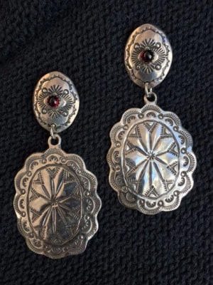 E1380 "Sterling silver Concho earrings"