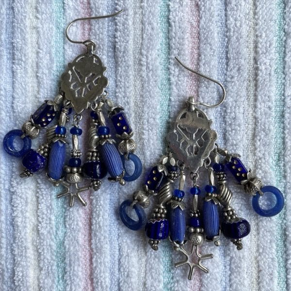 E314 Cluster sterling, blue beads, star