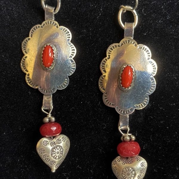 E313 Sterling and coral with hearts