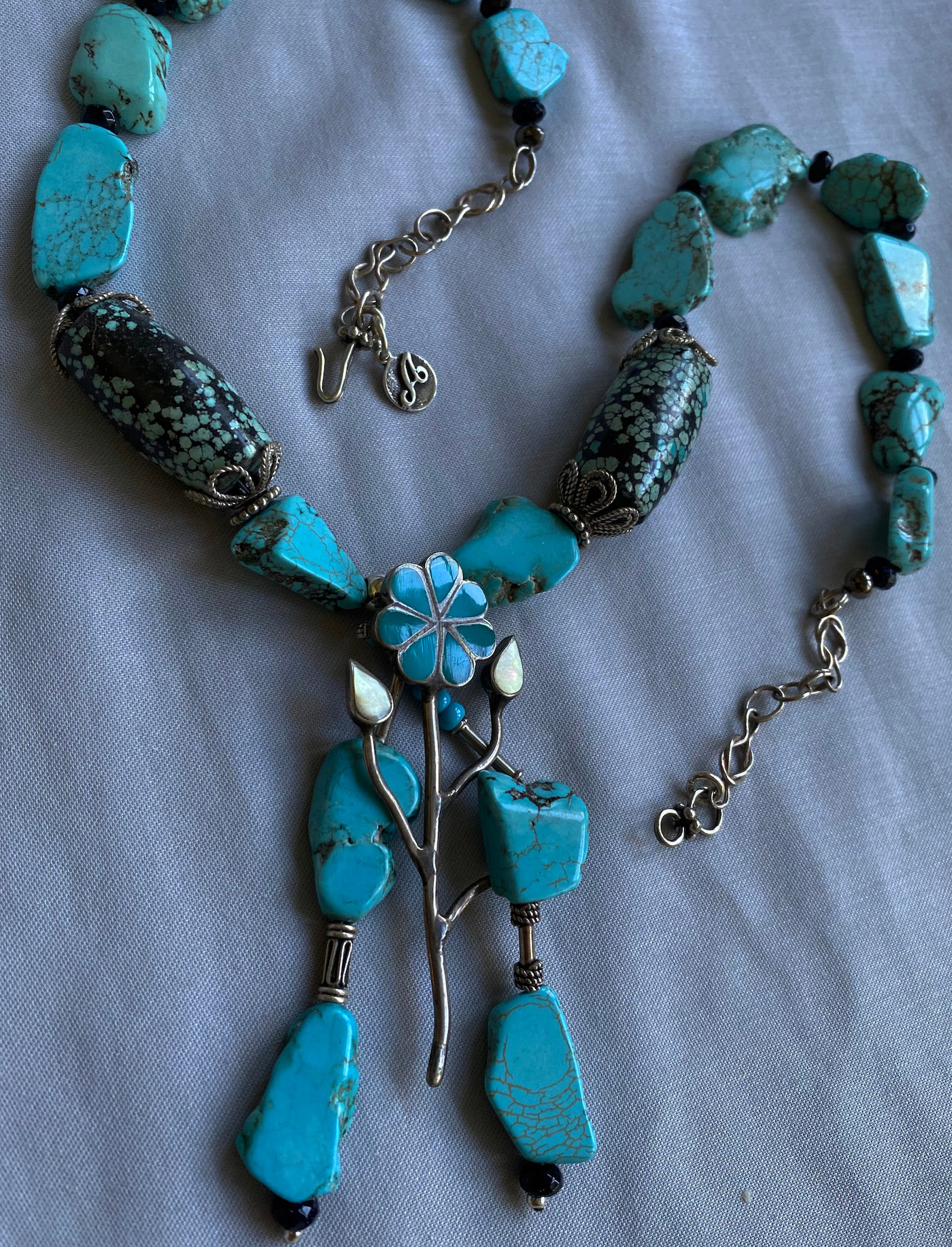 Lia Sophia Necklace with chunky turquoise color pendant | eBay